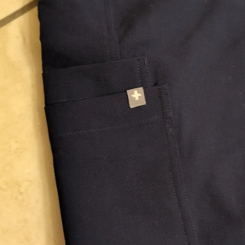 Figs Scrubs pants Axim Cargo Navy Blue Tie Elastic Waist Size L